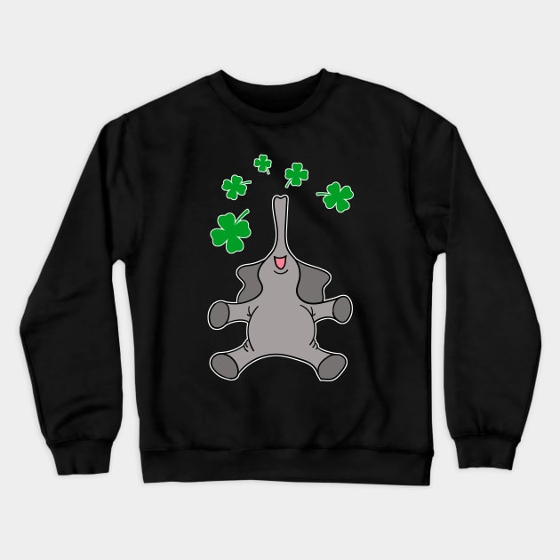 St. Patrick's Day Shamrock Elephant Crewneck Sweatshirt by cottoncanvas